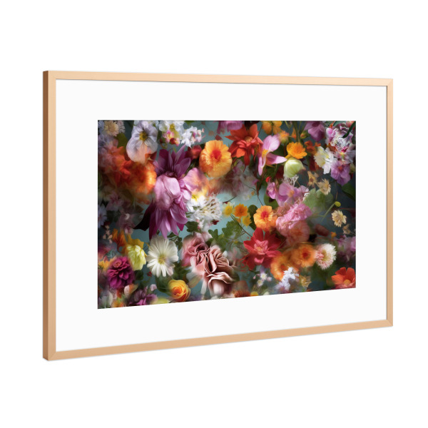 Poster mit Rahmen Kupfer "Buntes Blumen design" artboxONE - Natur,Floral,Abstrakt