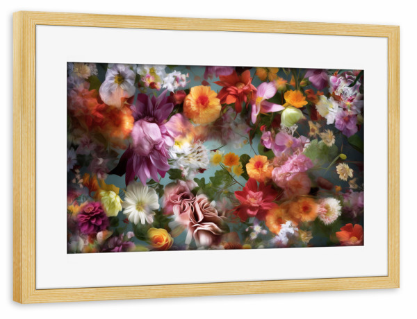 Poster mit Rahmen kiefer "Buntes Blumen design" artboxONE - Natur,Floral,Abstrakt