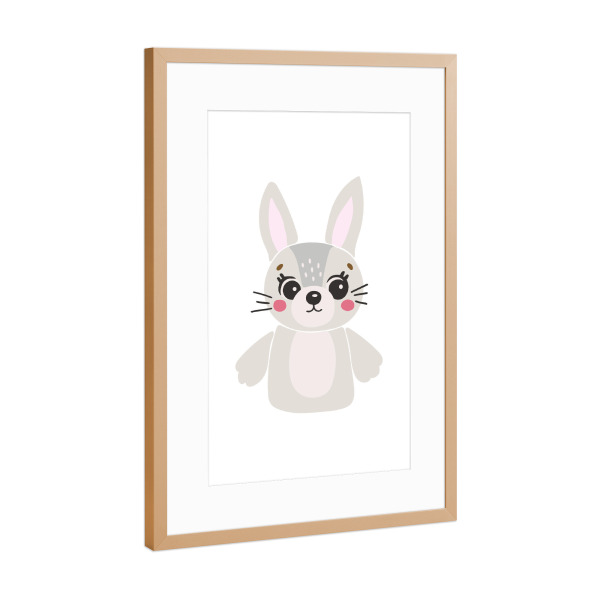 Poster mit Rahmen Kupfer "Hasenillustration" artboxONE - Für Kinder,Tiere