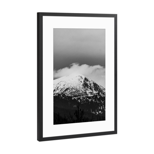 Poster mit Rahmen Schwarz (Metallic) "Nebelige Bergkette" artboxONE - Natur,Reise,Für Papa