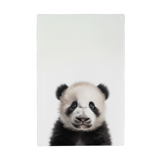 Metall Poster "Little cute panda bear" artboxONE - Tiere,Schwarzweiß,Lustig
