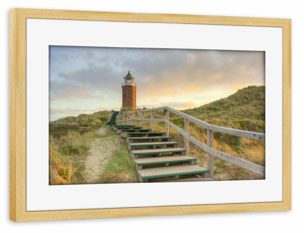 Poster mit Rahmen kiefer "Quermarkenfeuer Rotes Kliff Kampen" artboxONE - Reise,Architektur,Reise / Strand und Meer