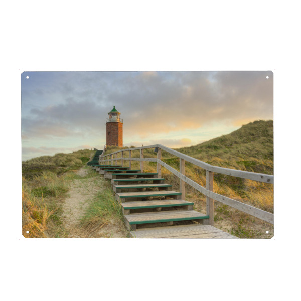 Holzbild "Quermarkenfeuer Rotes Kliff Kampen" artboxONE - Reise,Architektur,Reise / Strand und Meer