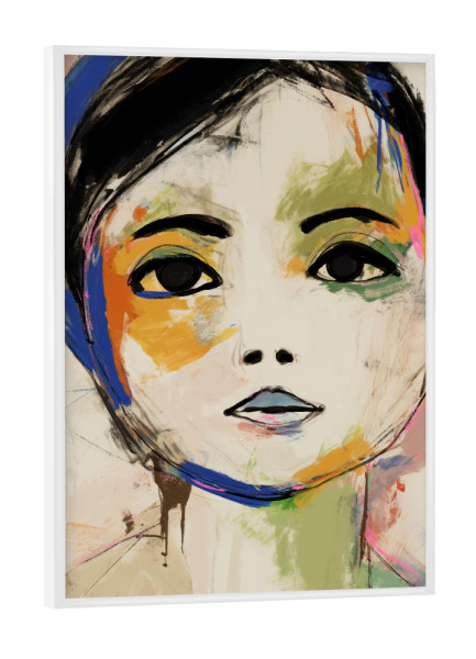 Poster mit weißem Rahmen "Daya Portrait" artboxONE - Abstrakt,Menschen - Malerei,Digitale kunst,Gesicht,Frau,Mädchen,Mensch,Portrait,Schönheit,Asien