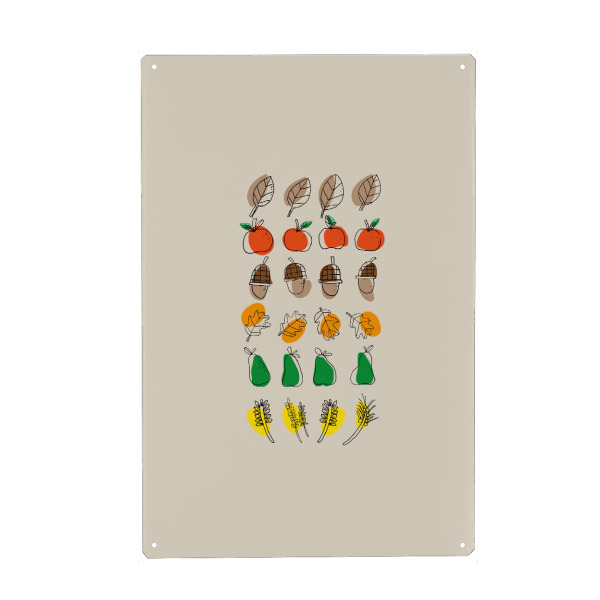 Holzbild "Herbst-Objekte" artboxONE - Essen & Trinken / Obst & Gemüse - Beige,Herbst,Jahreszeit,Fall,Thanksgiving