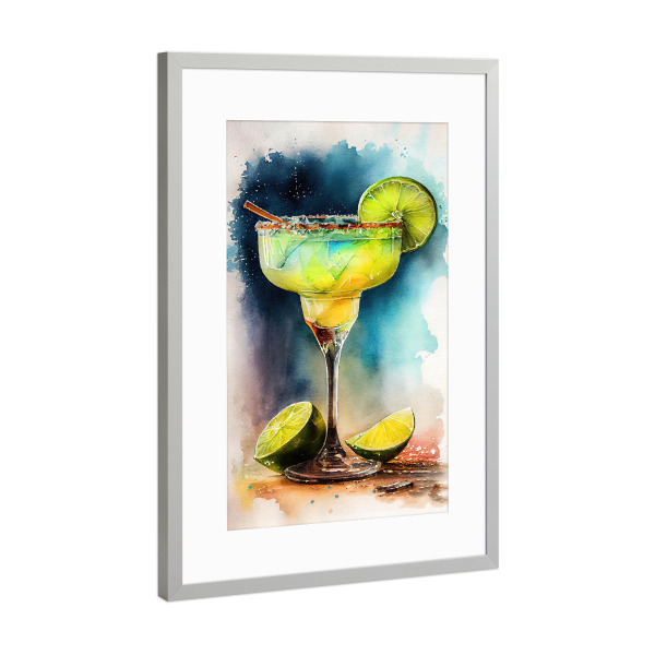 Poster mit Rahmen Silber "Zitrus- und Salzgetränk" artboxONE - Essen & Trinken,Essen & Trinken / Alkohol