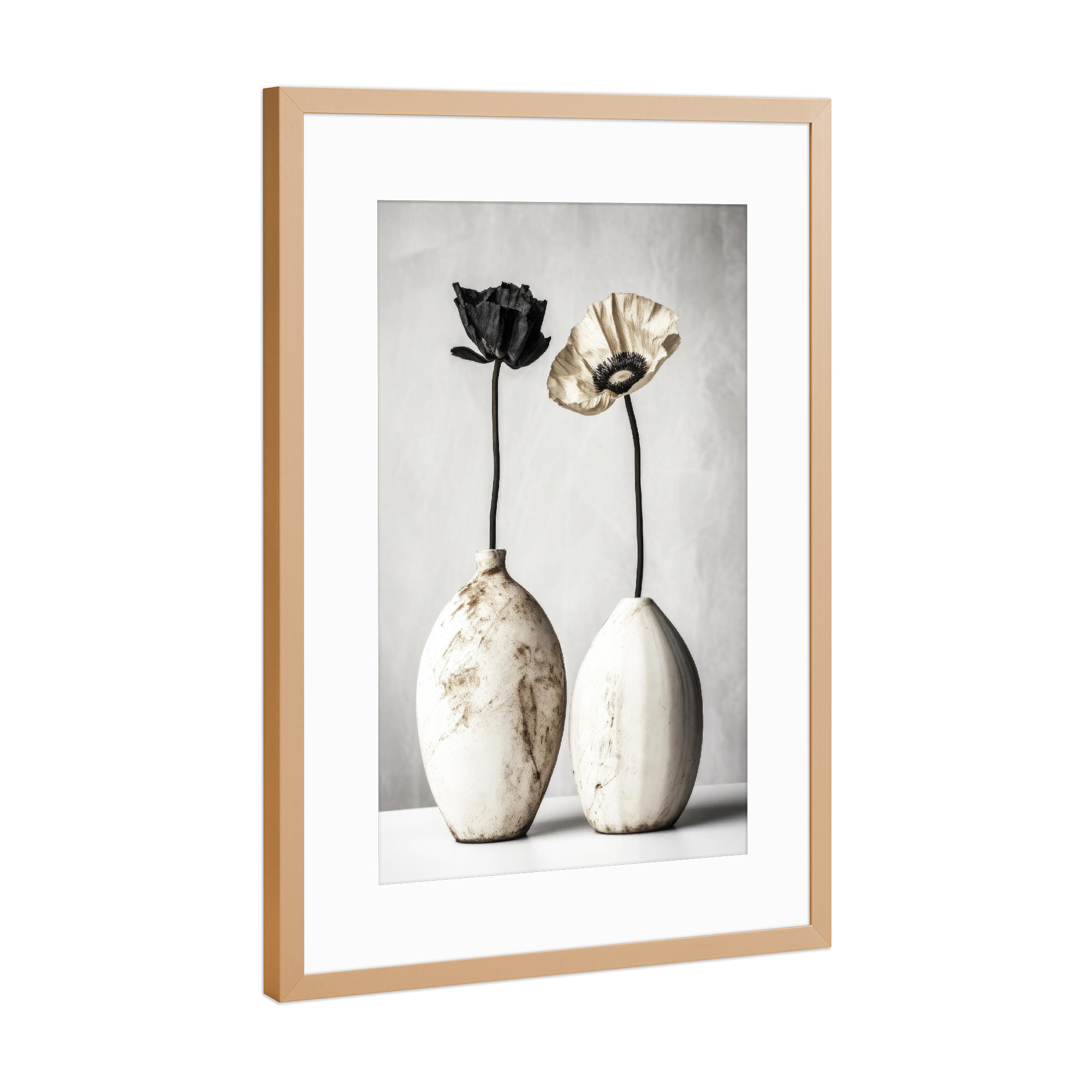 Poster mit Rahmen Kupfer "White Ceramic (Three)" artboxONE - Natur,Floral,Für Mama