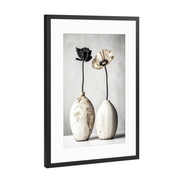Poster mit Rahmen Schwarz (Metallic) "White Ceramic (Three)" artboxONE - Natur,Floral,Für Mama