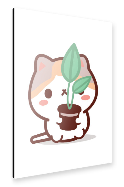 Alu-Dibond "Süße Katze hält Pflanze Kawaii" 30x20 cm artboxONE