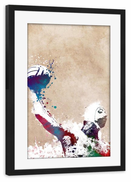 Poster mit Rahmen schwarz "Wasserball-Sportkunst A" artboxONE - Sport,Sport / Sommerspiele - Sport,Sport,Wasser,Polo,Wasserball,Schwimmen,Illustration