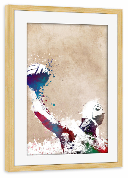 Poster mit Rahmen kiefer "Wasserball-Sportkunst A" artboxONE - Sport,Sport / Sommerspiele - Sport,Sport,Wasser,Polo,Wasserball,Schwimmen,Illustration