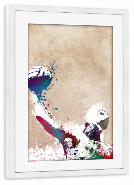 Poster mit Rahmen weiß "Wasserball-Sportkunst A" artboxONE - Sport,Sport / Sommerspiele - Sport,Sport,Wasser,Polo,Wasserball,Schwimmen,Illustration