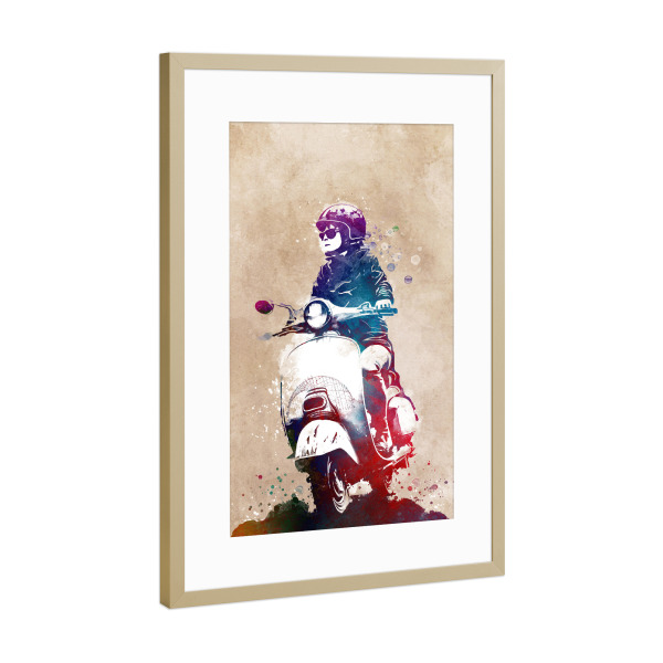 Poster mit Rahmen Gold "Rollersportart B" artboxONE - Sport / Motorsport,Sport - Roller,Sport,Motor,Transport,Städtisch,Grafik,Illustration