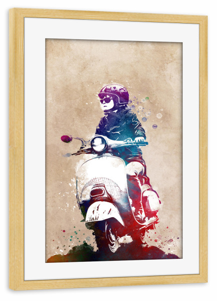 Poster mit Rahmen kiefer "Rollersportart B" artboxONE - Sport / Motorsport,Sport - Roller,Sport,Motor,Transport,Städtisch,Grafik,Illustration