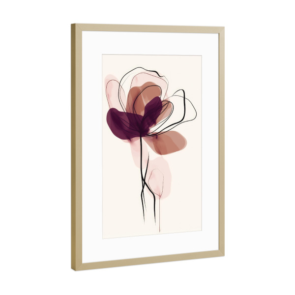 Poster mit Rahmen Gold "Weightles Flower (one)" artboxONE - Floral,Abstrakt,Für Mama