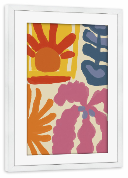 Poster mit Rahmen weiß "Happy Summer (Two)" artboxONE - Floral,Abstrakt,Für Mama
