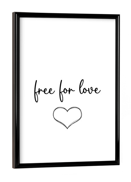 Poster mit schwarzem Rahmen "Free Love" artboxONE - Typografie,Schwarzweiß,Liebe