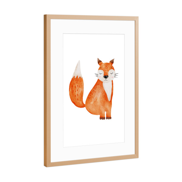 Poster mit Rahmen Kupfer "Aquarell-Fuchs-Design" artboxONE - Für Kinder,Tiere