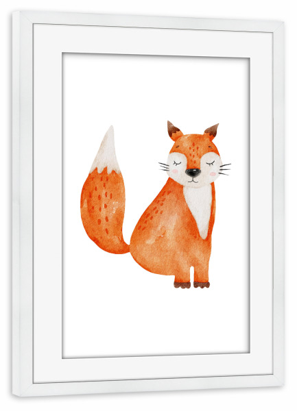 Poster mit Rahmen weiß "Aquarell-Fuchs-Design" artboxONE - Für Kinder,Tiere
