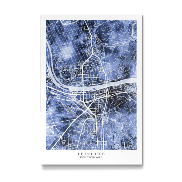 Galerie-Print "Heidelberg Stadtplan Blau" 30x20 cm artboxONE