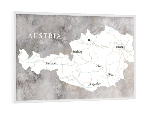 Poster mit weißem Rahmen "Karte von Österreich" artboxONE - Kartografie - österreich,Karte von österreich,Karte von österreich