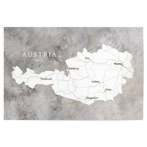 Poster 30x20 cm "Karte von Österreich" artboxONE - Kartografie - österreich,Karte von österreich,Karte von österreich