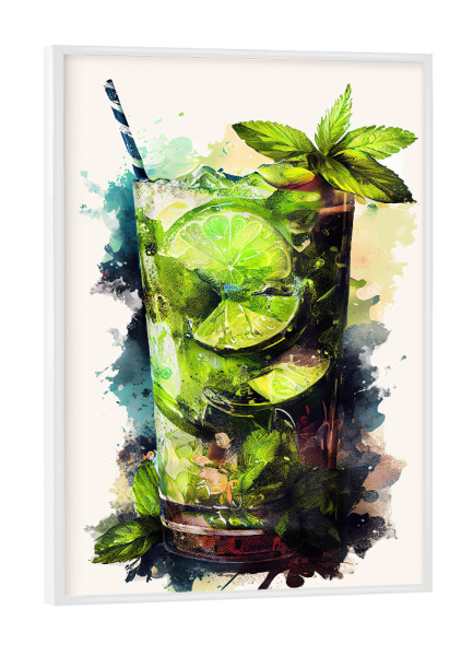 Poster mit weißem Rahmen "Erfrischendes Sommergetränk" artboxONE - Essen & Trinken,Essen & Trinken / Alkohol