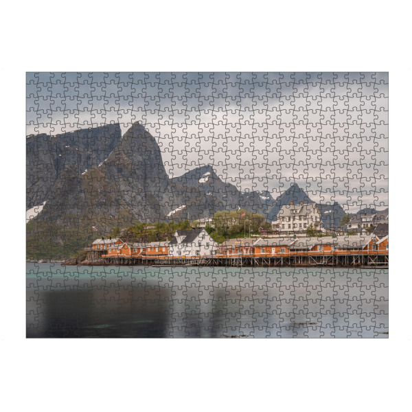artboxONE Puzzle "Fischerdorf Lofoten" artboxONE - Natur,Reise - Norwegen,Holzhäuser,Bootshäuser,Fischerhütten,Skandinavien,Berge,Norwegische küste