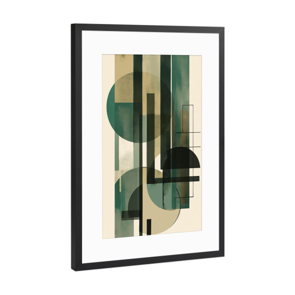 Poster mit Rahmen Schwarz (Metallic) "Digital Mid Century Art" artboxONE - Abstrakt,Architektur,Geometrie