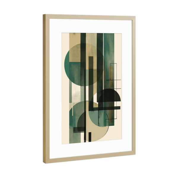 Poster mit Rahmen Gold "Digital Mid Century Art" artboxONE - Abstrakt,Architektur,Geometrie