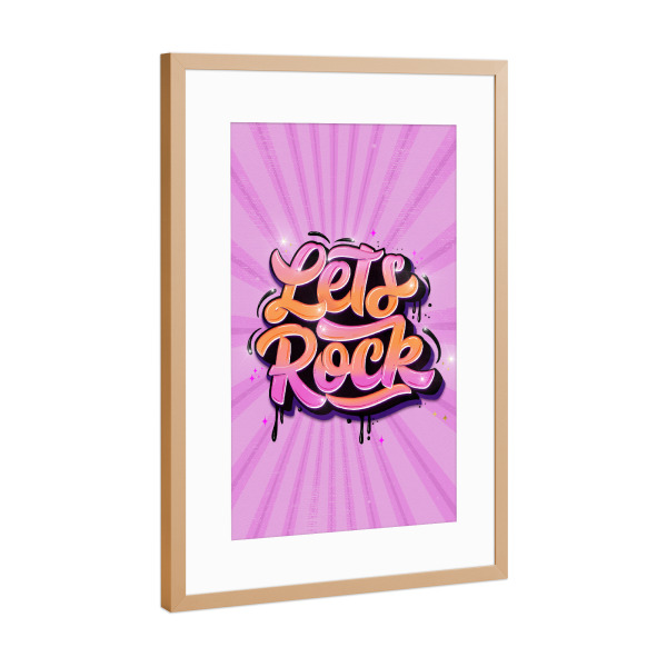 Poster mit Rahmen Kupfer "Let's Rock" artboxONE - Typografie,Musik