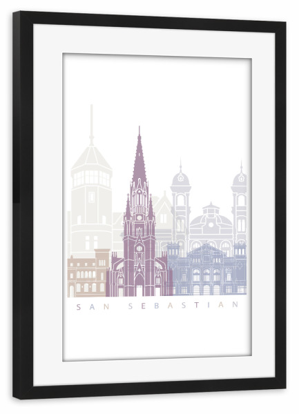 Poster mit Rahmen schwarz "San Sebastian Skyline" artboxONE - Städte,Architektur