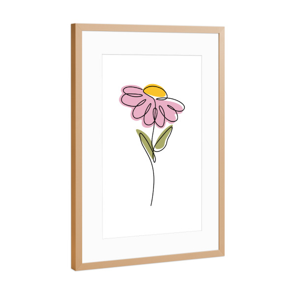 Poster mit Rahmen Kupfer "Abstrakte einzeilige Blume" artboxONE - Floral,Abstrakt