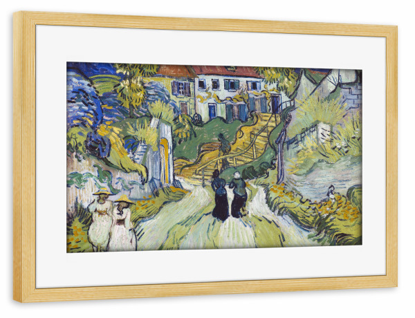 Poster mit Rahmen kiefer "Treppe in Auvers" artboxONE - Städte,Architektur,Städte / Weitere,Für Mama,Für Papa