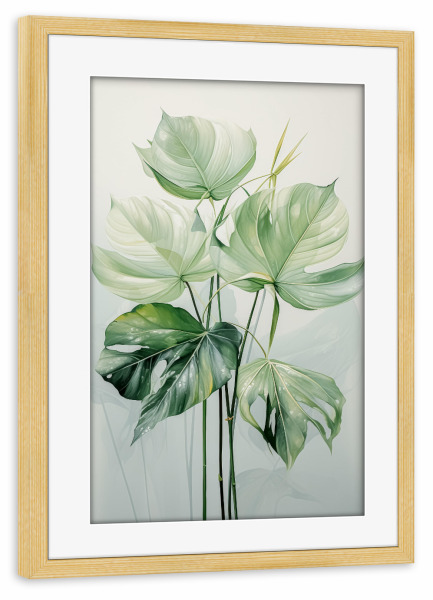 Poster mit Rahmen kiefer "Monstera Blattwerk" artboxONE - Natur,Floral,Abstrakt