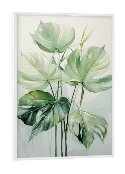 Poster mit weißem Rahmen "Monstera Blattwerk" artboxONE - Natur,Floral,Abstrakt