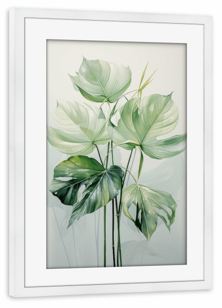 Poster mit Rahmen weiß "Monstera Blattwerk" artboxONE - Natur,Floral,Abstrakt