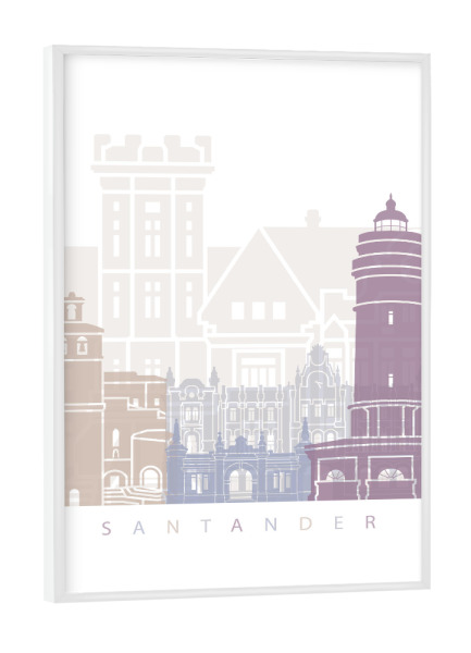 Poster mit weißem Rahmen "Santander-Skyline in Pastellfarben" artboxONE - Städte,Architektur
