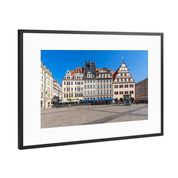 Poster mit Rahmen Schwarz (Metallic) "Markt, Häuser, Stadt" artboxONE - Reise,Architektur,Städte / Weitere