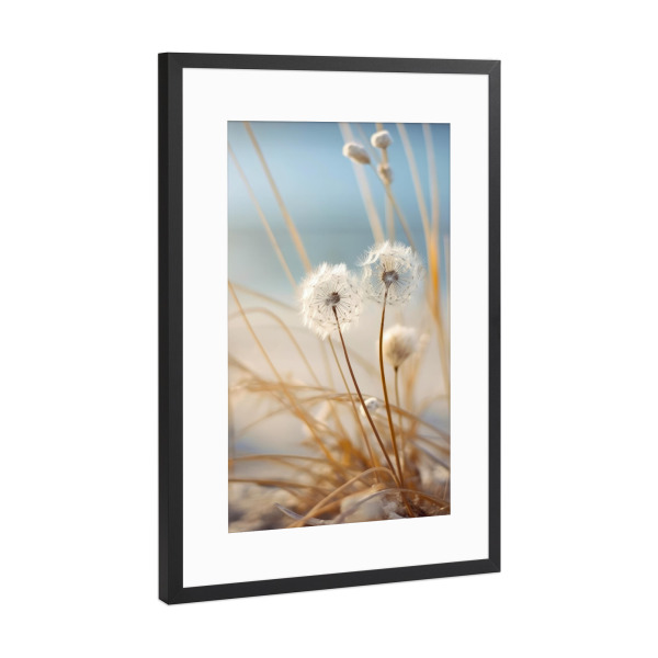 Poster mit Rahmen Schwarz (Metallic) "Beach Impression Dandelion" artboxONE - Natur,Floral,Für Mama