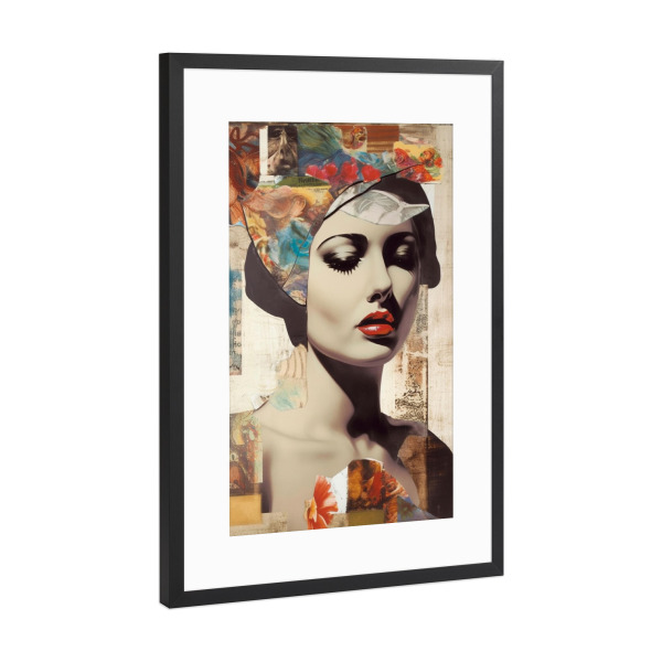 Poster mit Rahmen Schwarz (Metallic) "Retro pop Woman" artboxONE - Abstrakt,Menschen,Fashion