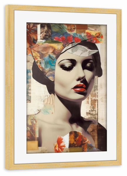 Poster mit Rahmen kiefer "Retro pop Woman" artboxONE - Abstrakt,Menschen,Fashion