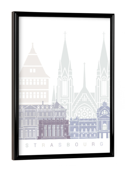 Poster mit schwarzem Rahmen "STRASSBURG SKYLINE IN PASTELL" artboxONE - Städte,Architektur