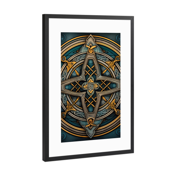 Poster mit Rahmen Schwarz (Metallic) "Mandala - Keltisch - Finley" artboxONE - Natur,Abstrakt