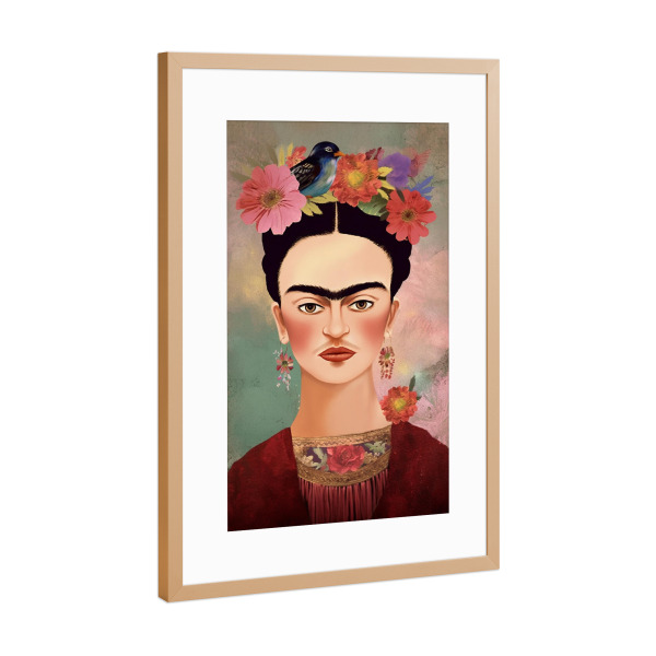 Poster mit Rahmen Kupfer "Frida Kahlo Selbstportrait" artboxONE - Abstrakt,Menschen,Fashion