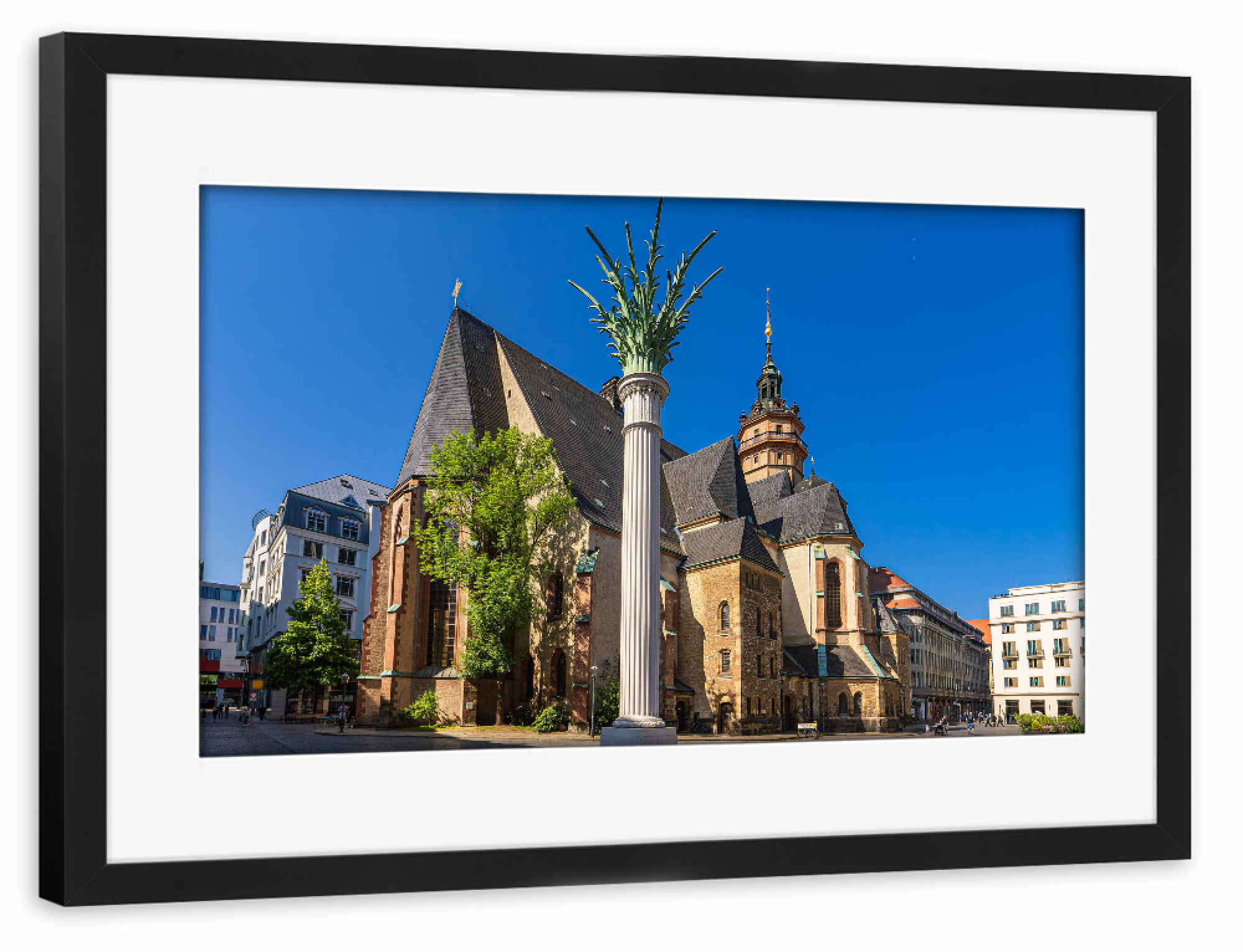 Poster mit Rahmen schwarz "Säule, Kirche, Stadt" artboxONE - Städte,Reise,Architektur
