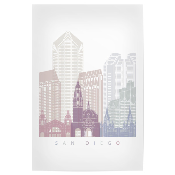 Poster 30x20 cm "SAN DIEGO SKYLINE PASTELL" artboxONE - Städte,Architektur