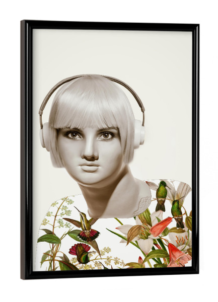 Poster mit schwarzem Rahmen "Listening to music" artboxONE - Floral,Tiere,Abstrakt
