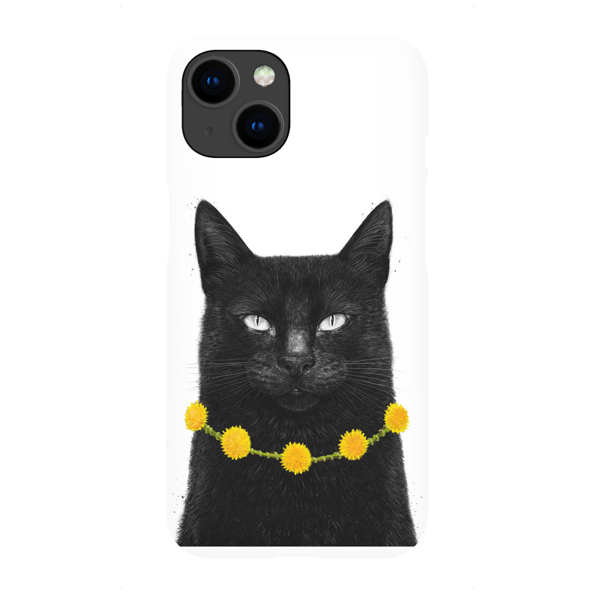 "Schwarze Katze mit Löwenzahn"für iPhone - Premium-Case Handyhülle artboxONE