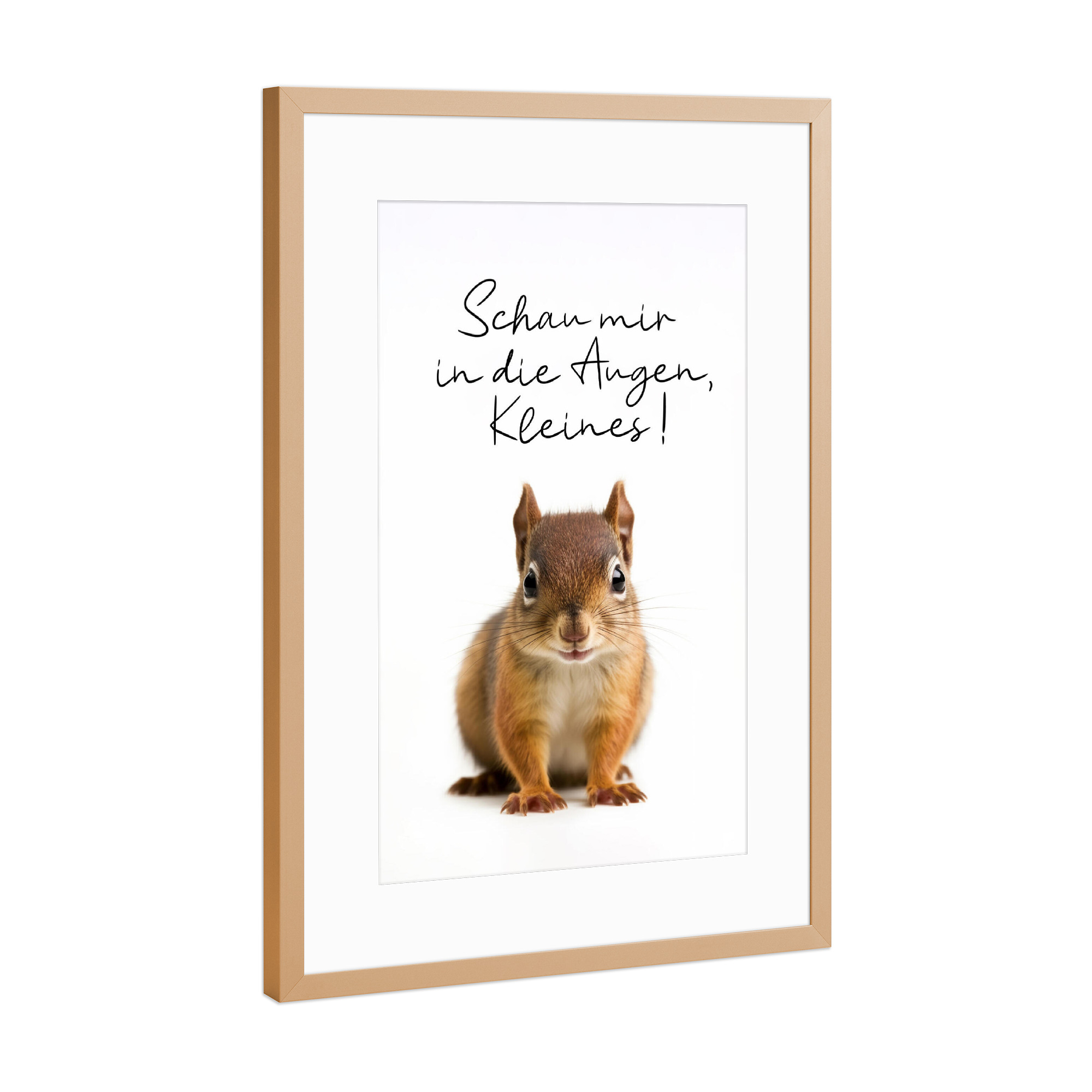 Poster mit Rahmen Kupfer "Verliebtes Eichhörnchen" artboxONE - Typografie,Tiere,Lustig